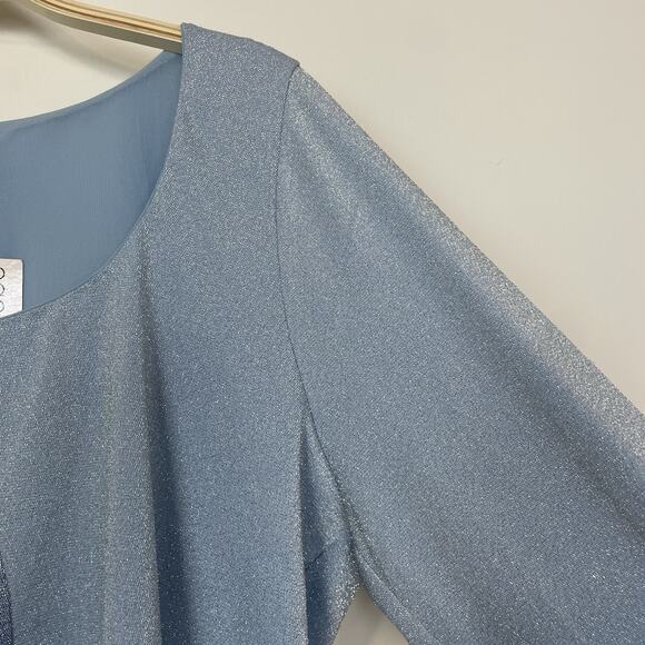 Naked Wardrobe Shimmer Crop Top Size 3X Blue Metallic Shiny Going Out Party - Picture 6 of 9